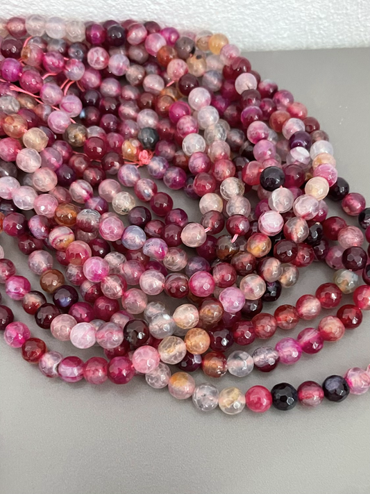 8mm Magenta Faceted Agate qty1- 22098