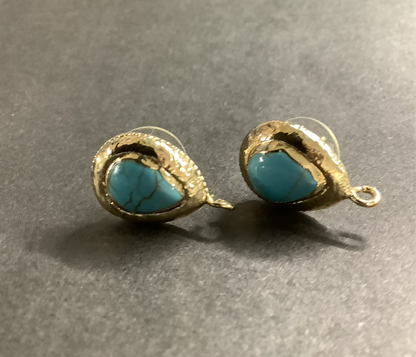12mm Drop turquoise Earring Post 1 pair 19792