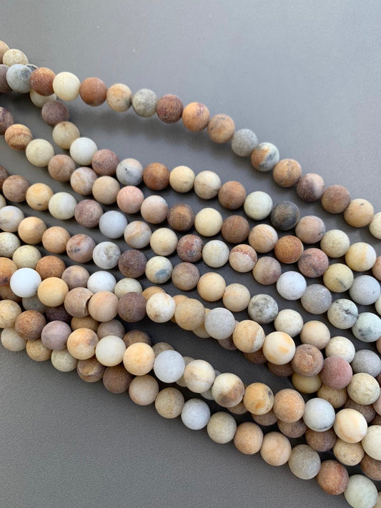 8mm Cream Shades Jasper Qty 46 beads per strand 21757