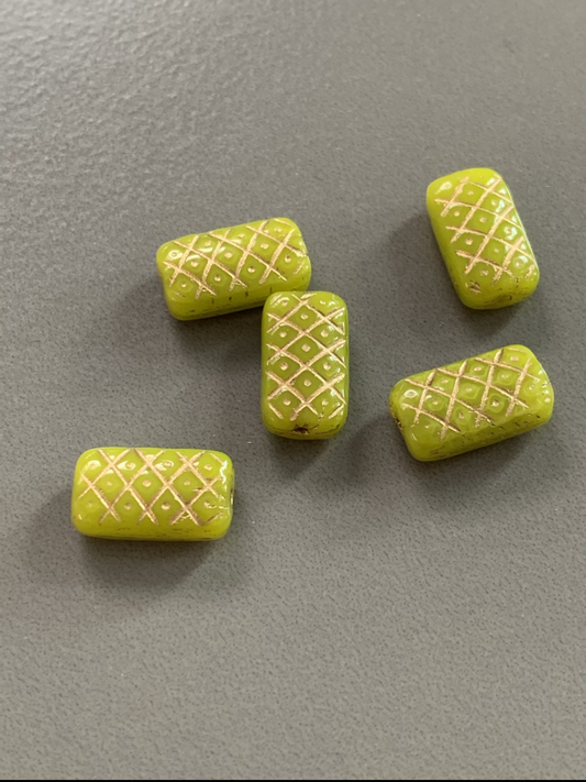 13x7mm Rectangle Czech Pineapple Qty 5 / 14298