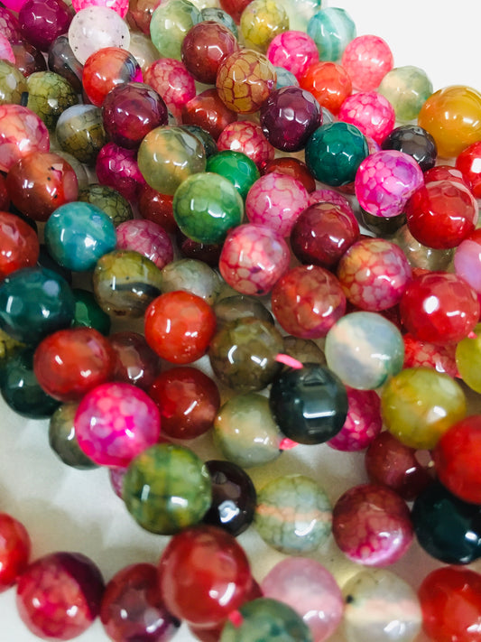 8mm Multicolor Agate Faceted Strand / Agata