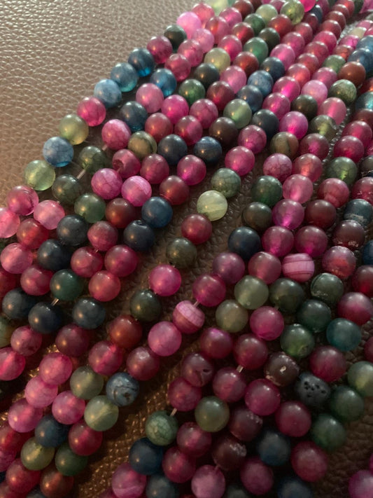 8mm agate matte mix pink and green qty 47 aprox 21047