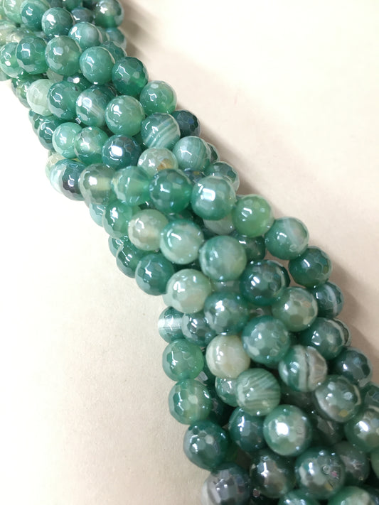 6mm Green Agate Faceted Strand / Agata 20169