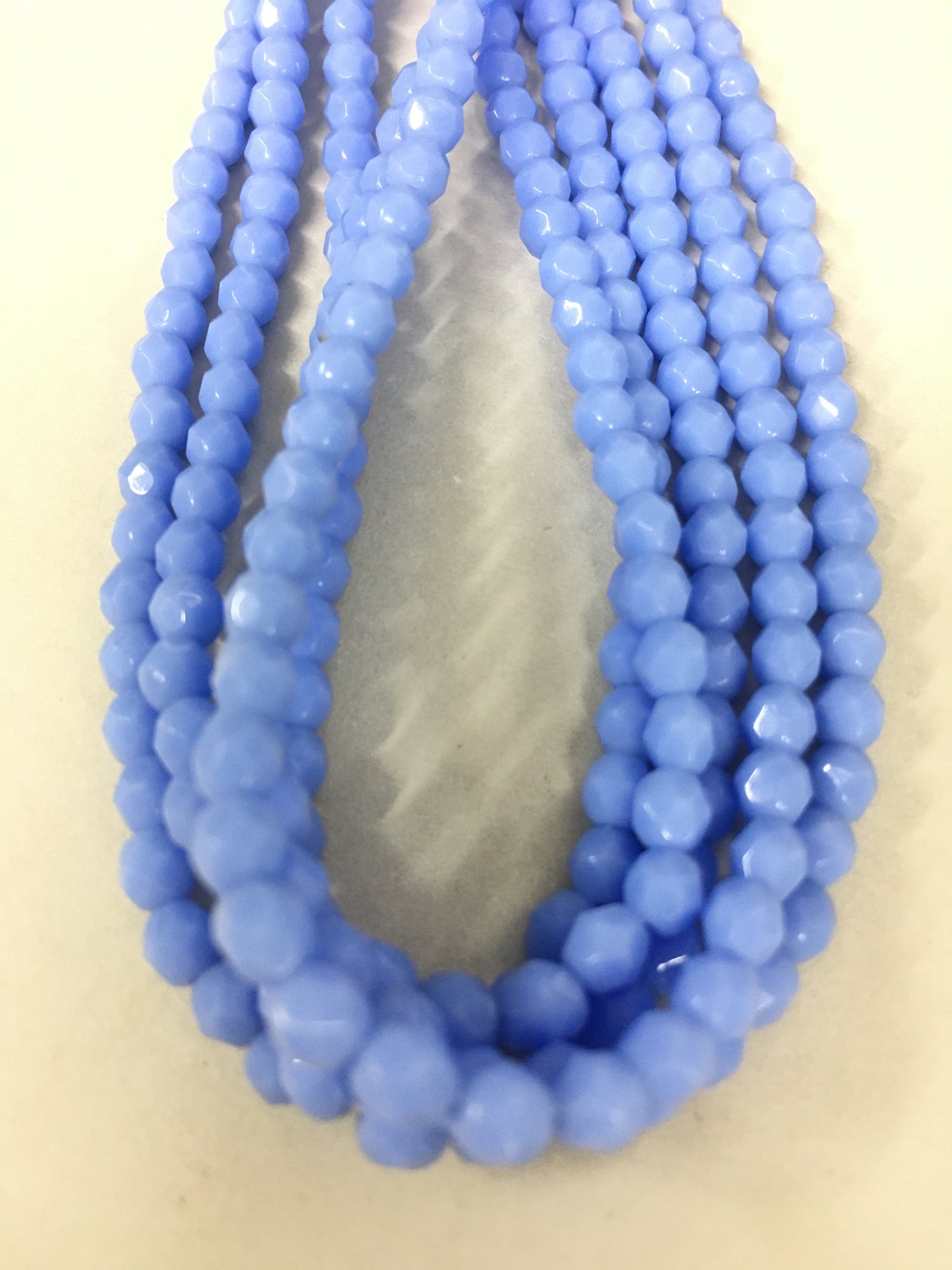 4mm Blue Round Faceted Czech Strand / Redondo