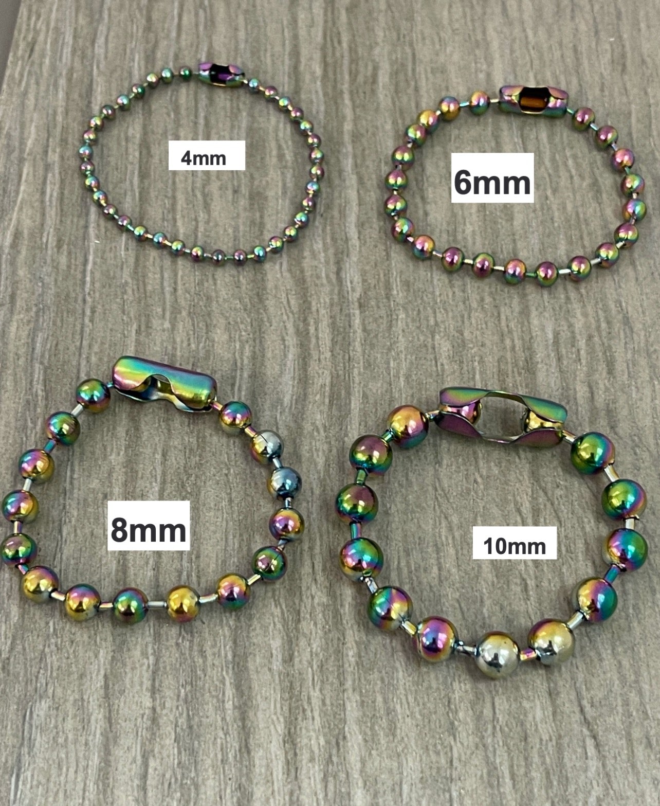 7" pulsera  Rainbow  Ball Chain Bracelet qty1