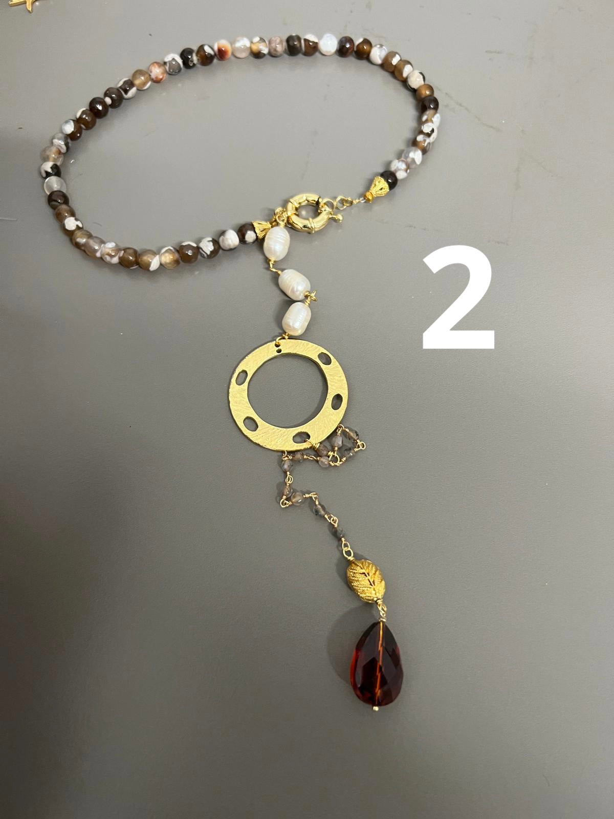 Kit Fancy Ágata With Oval Pearl Necklace Qty 1- 24771