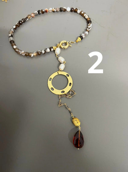 Kit Fancy Ágata With Oval Pearl Necklace Qty 1- 24771