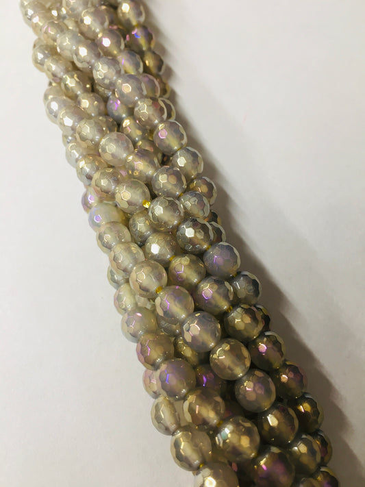 6mm Light Brown Agate Faceted Strand / Agata 20169