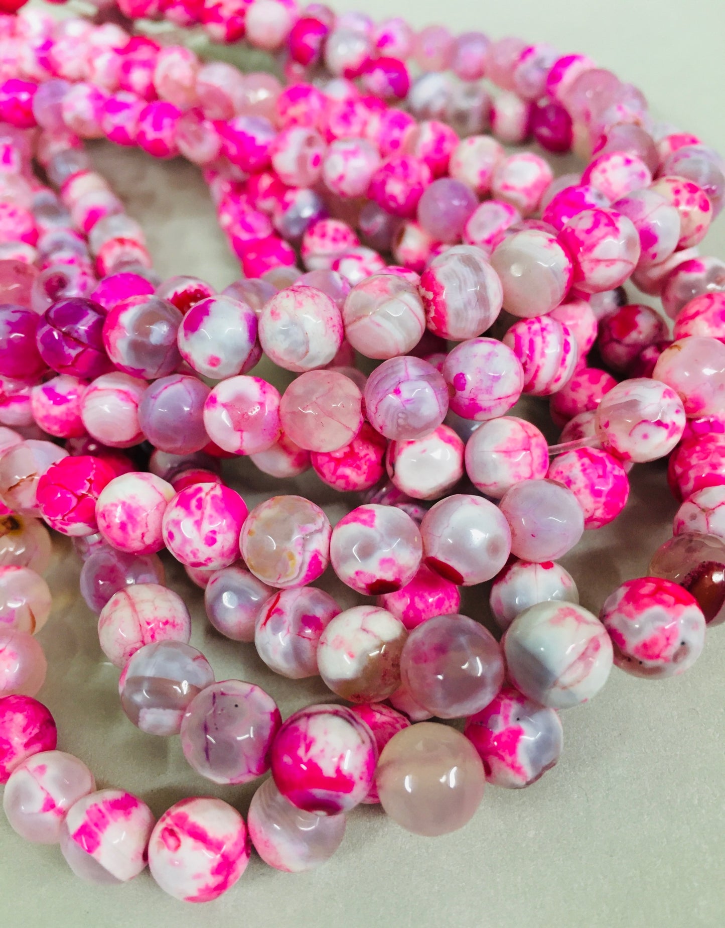 8mm Pink and White Agate Faceted Strand / Agata 11492