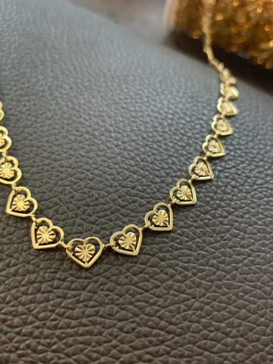 6mm Heart chain with lines per foot 21379