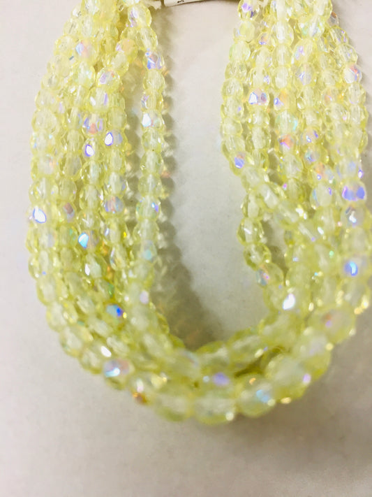 4mm Yellow Round Faceted Czech Strand / Redondo