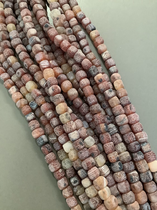 8mm Square Agate Matte Qty 50 beads per strand 21715