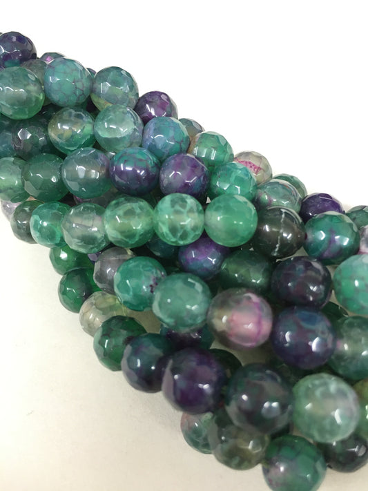 8mm Green and Violet Agate Faceted Strand / Agata