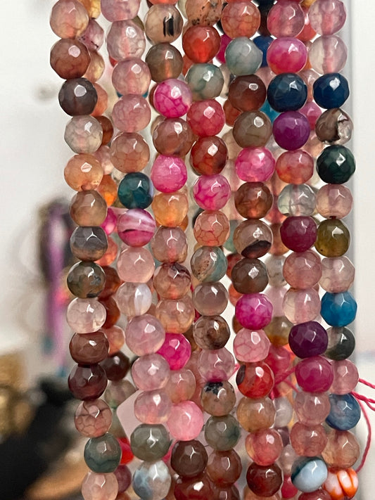 6mm multicolor agate, pink brown strand 21542