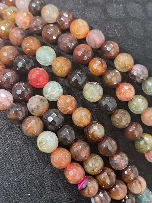 8mm Brown, Pink, Green and Violet Agate Faceted Strand / Agata 20262