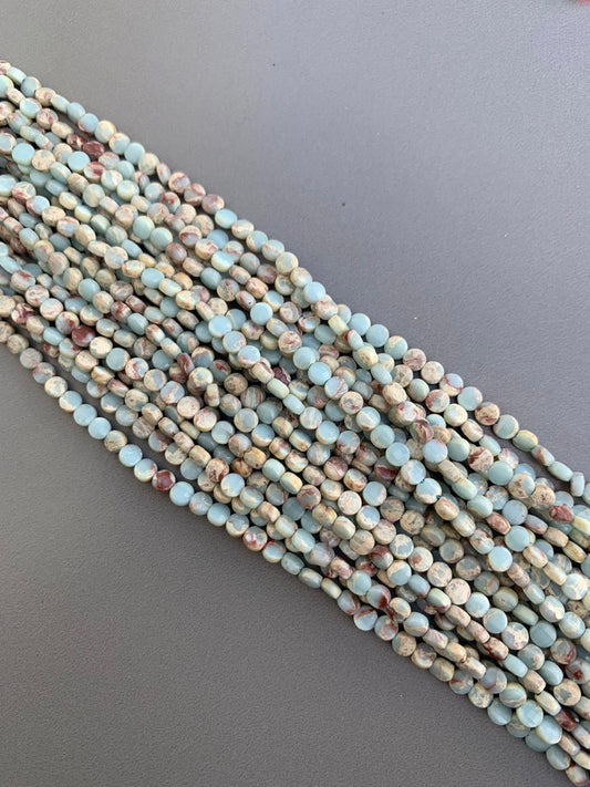 4mm Jasper Flat Coin Faceted Qty 90 beads per strand 21725