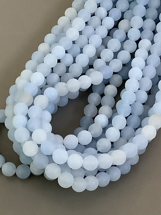 8mm Light Blue Jade Matte strand Qty 46 bead per strand 21760