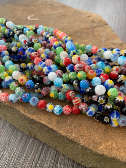 6mm millifior beads strand 20551