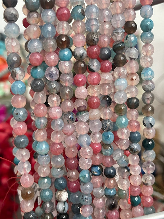 6mm light pink blue agate strand 21544