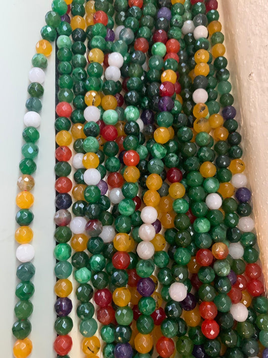 8mm Different Colors Gemstone Faceted Strand /  Piedra