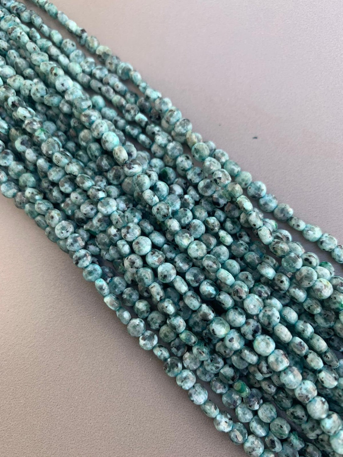 4mm Sesame Flat Coin Faceted Qty 90 beads per strand 21726