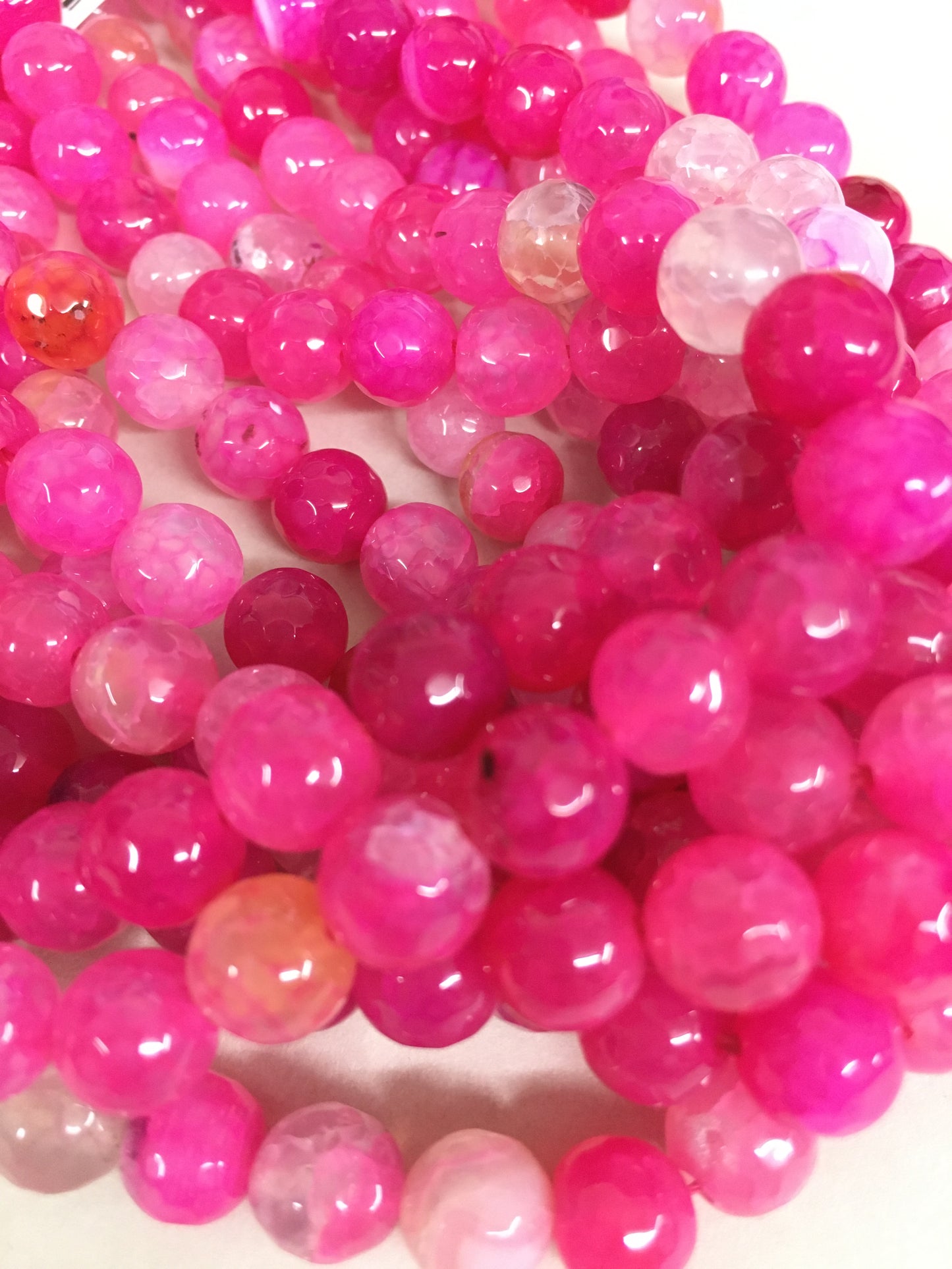 8mm Pink Agate Faceted Strand / Agata