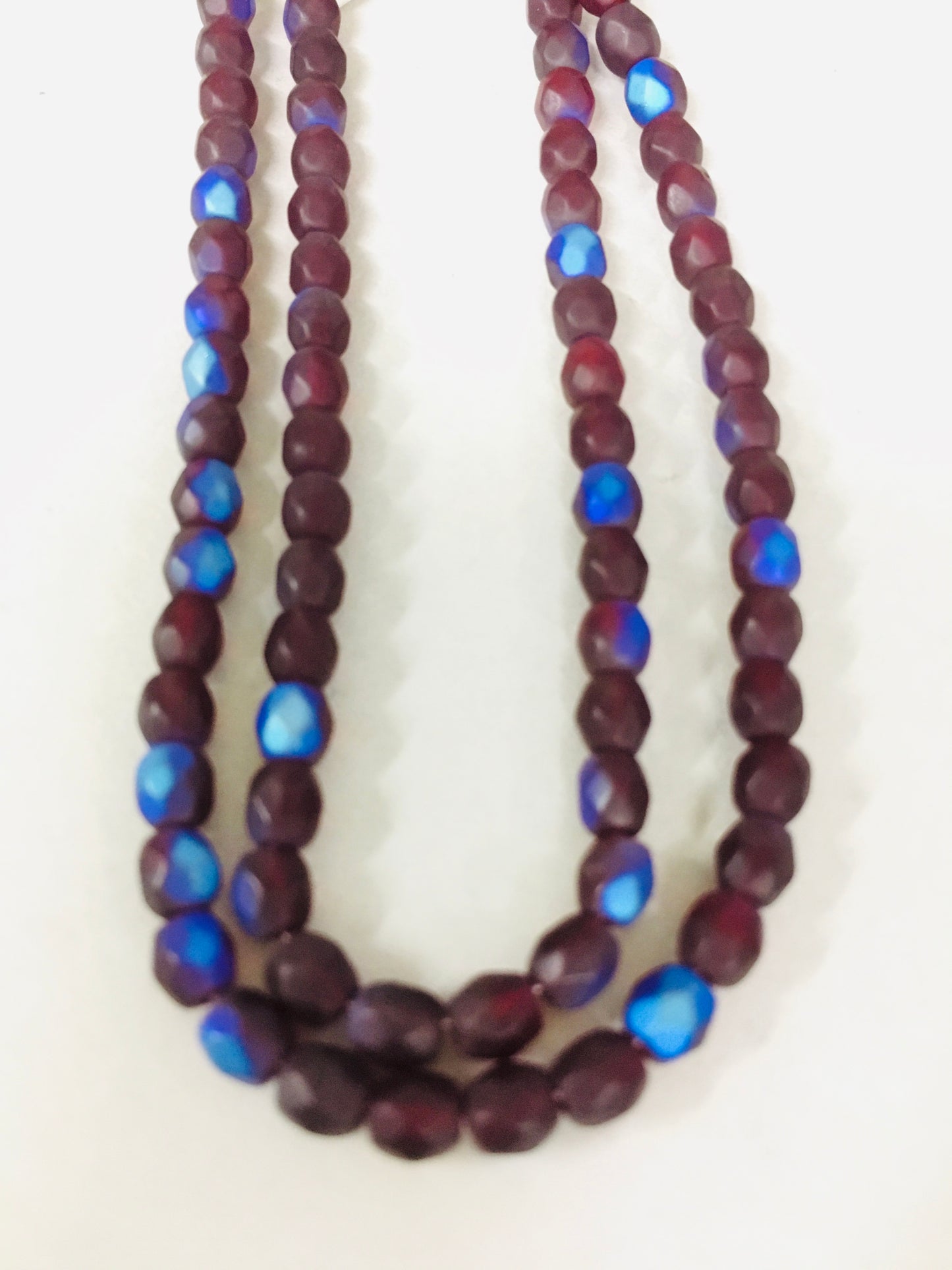 4mm Wine and Blue Round Faceted Czech Strand / Redondo