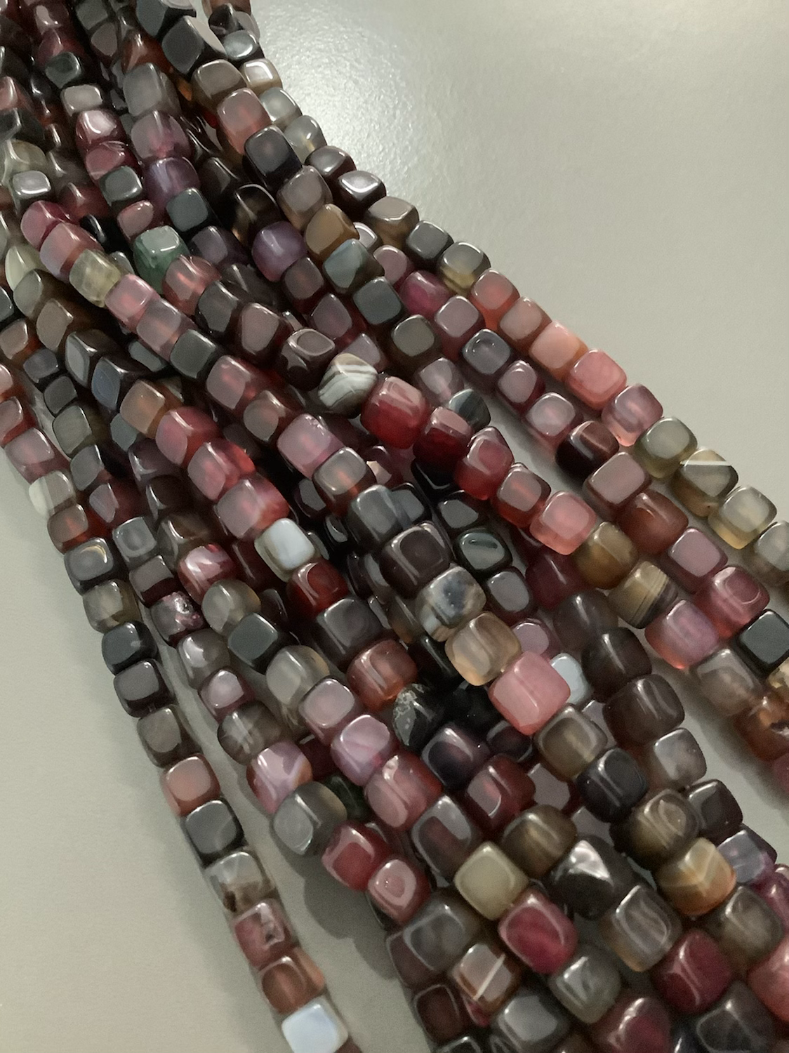 8mm Square Agate Glossy Qty 50 beads per strand 21714