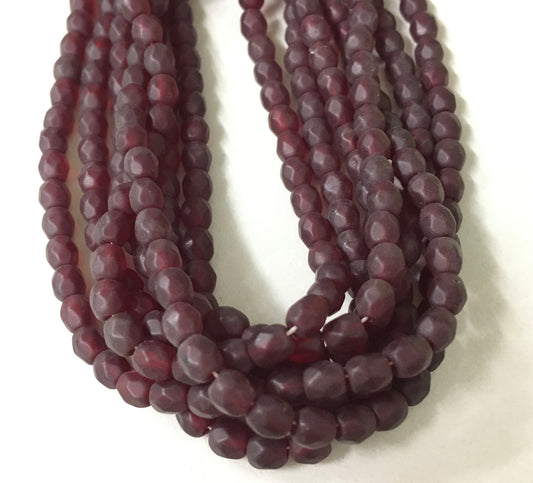 4mm Wine Round Faceted Czech Strand / Redondo