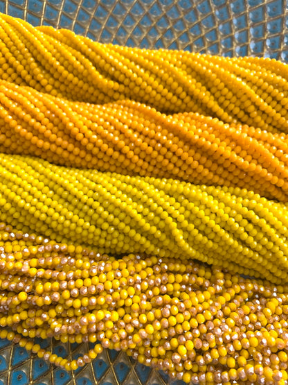 4mm Yellow Tones Rondelle Crystal / Cristales Amarillos