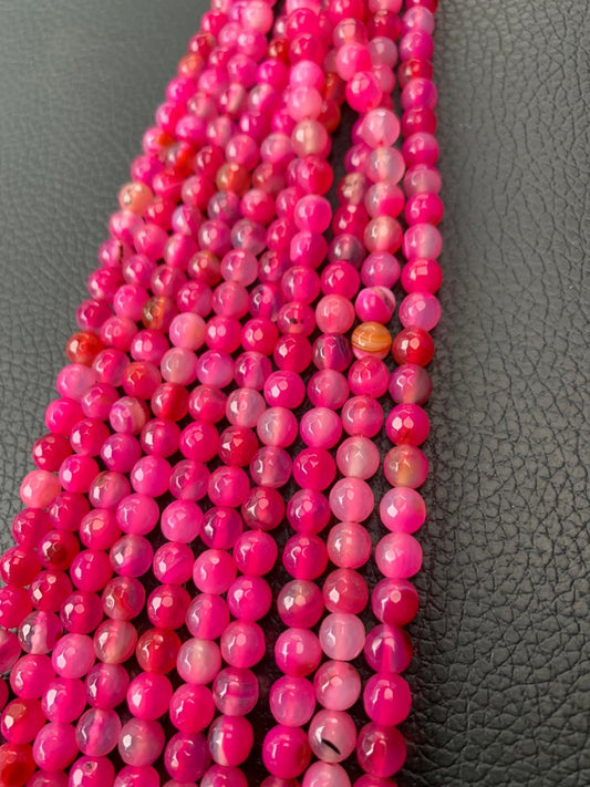 6mm agate faceted Qty 60 beads per strand 21966