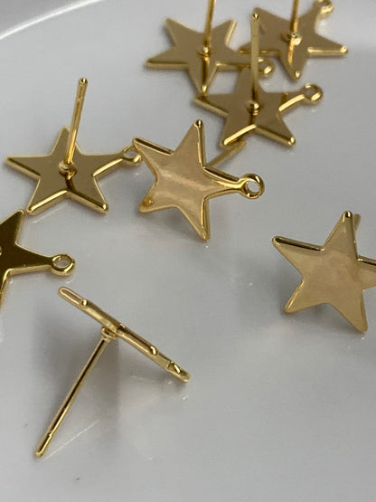 14mm star earpost with hook 1 pair / pantallas 19701 20507