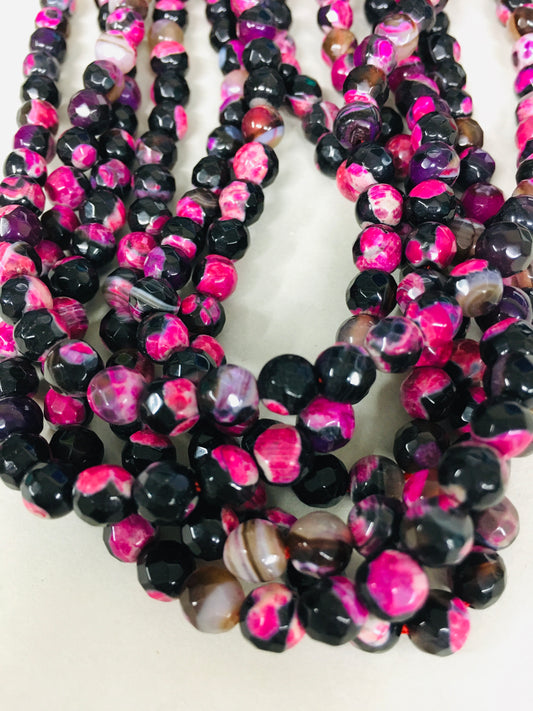 6mm Pink and Black Agate Faceted Strand / Agata16292