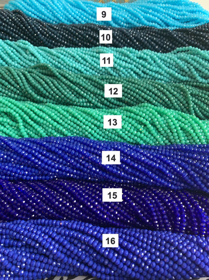 4mm Blue Tones and Metallic Rondelle Crystals / Cristales Azul y Metalico