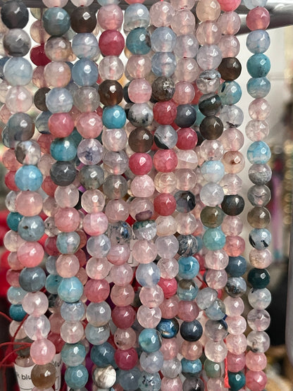 6mm light pink blue agate strand 21544