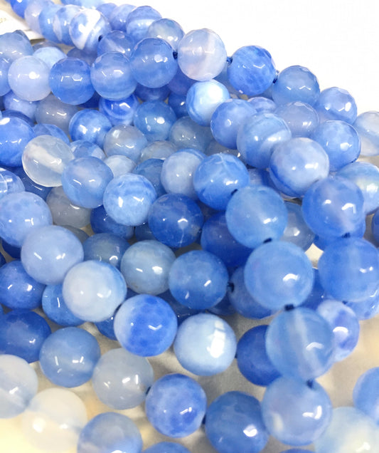 8mm Light Blue Agate Faceted Strand / Agata