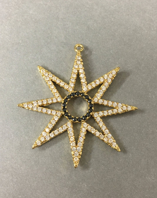 37mm Star with Black Center Round Pendant / Estrella