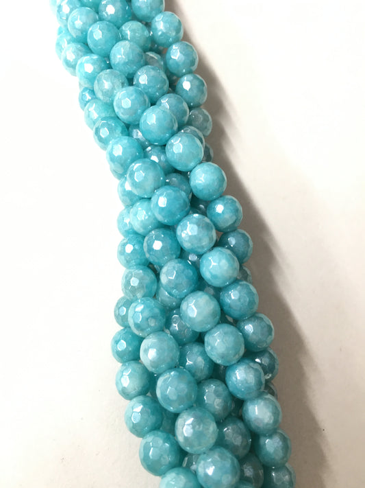 6mm Blue Agate Faceted Strand / Agata 20169