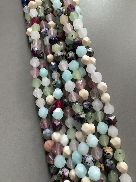 8mm multicut Mix Agate Strand Qty 46 Beads per Strand 21780