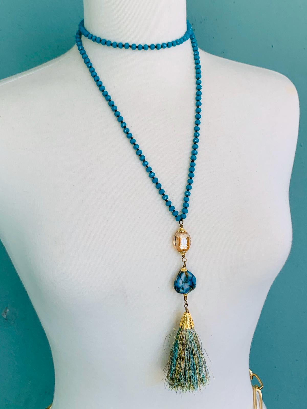 25 inches Blue Long Necklace