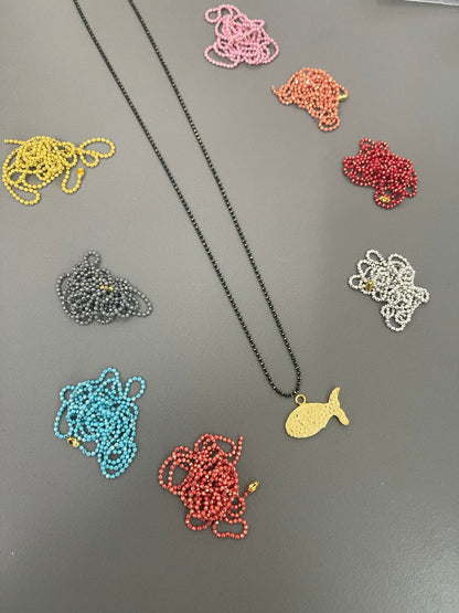 1.5mm ball chain different colors 30inch with clasp 18226