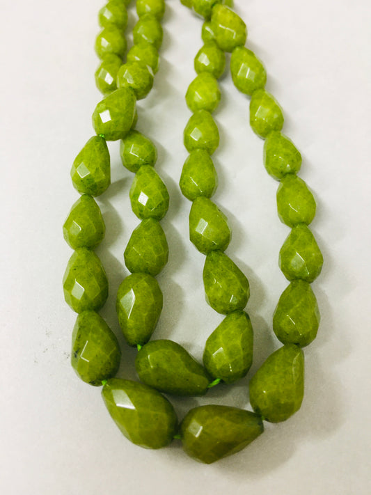 11mm Green Drop  Jade Faceted Strand / Gota