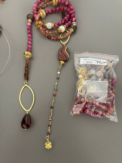 Rose Long Lariat Necklace  kit all materials included Qty1- 23471