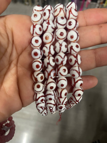 10mm agate ámbar/white 16061 15 inch strand