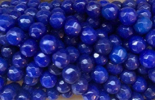 6mm Royal Blue Jade Faceted Strand