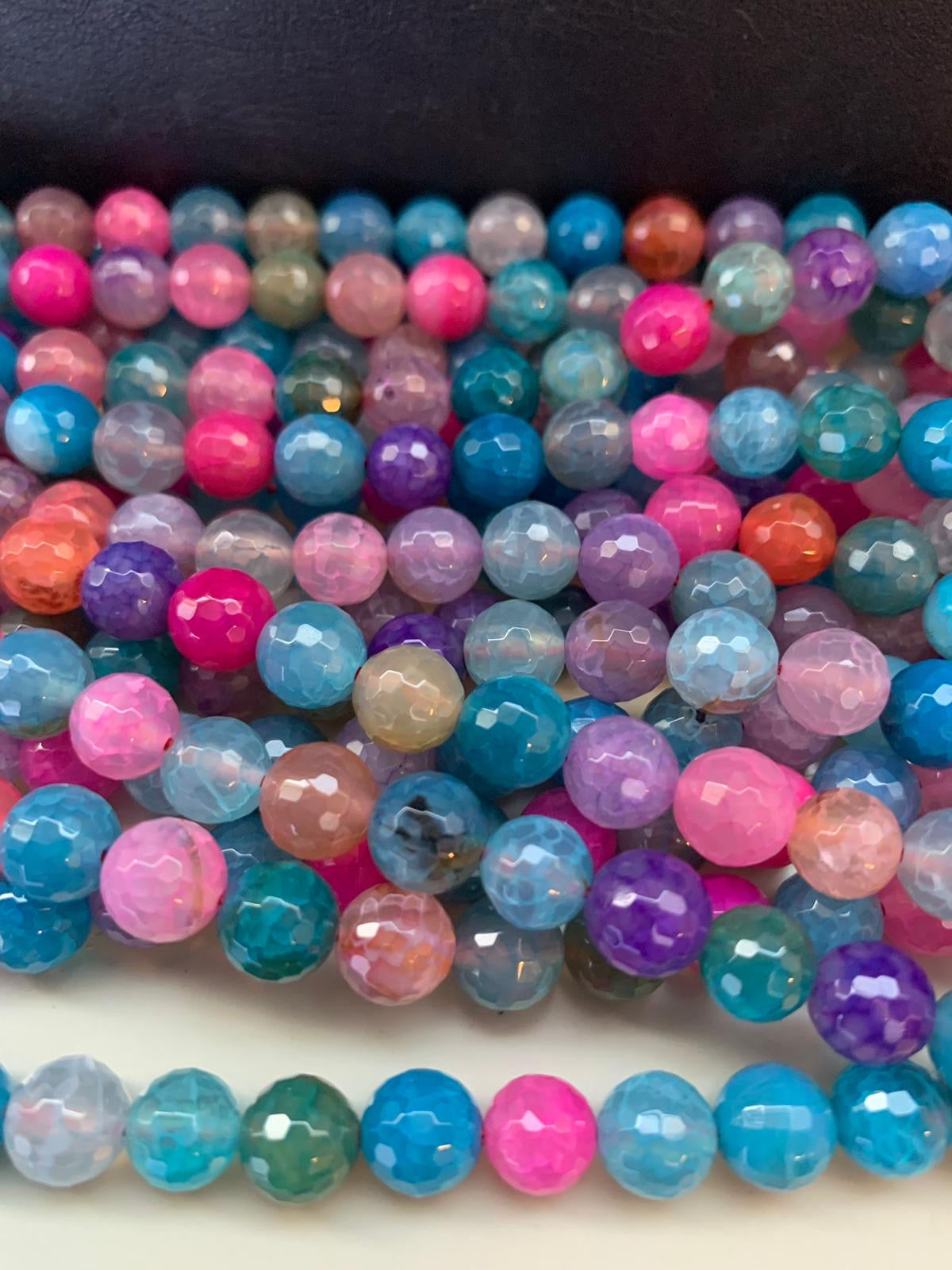 8mm Pink, Violet and Blue Agate Faceted Strand / Agata20262