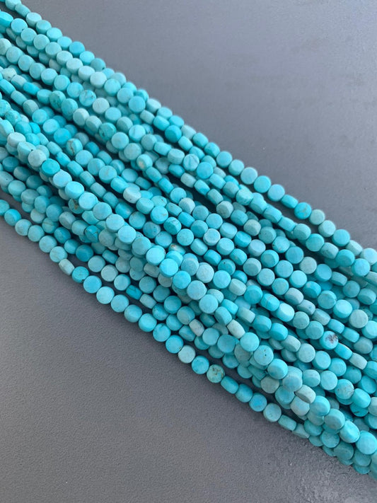 4mm Turquoise Flat Coin Faceted Qty 90 beads per strand 21718