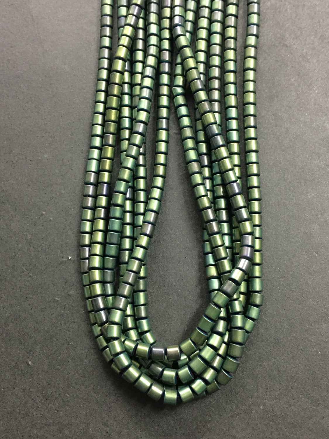 3x2.5mm Tubular Hematite Matte Green