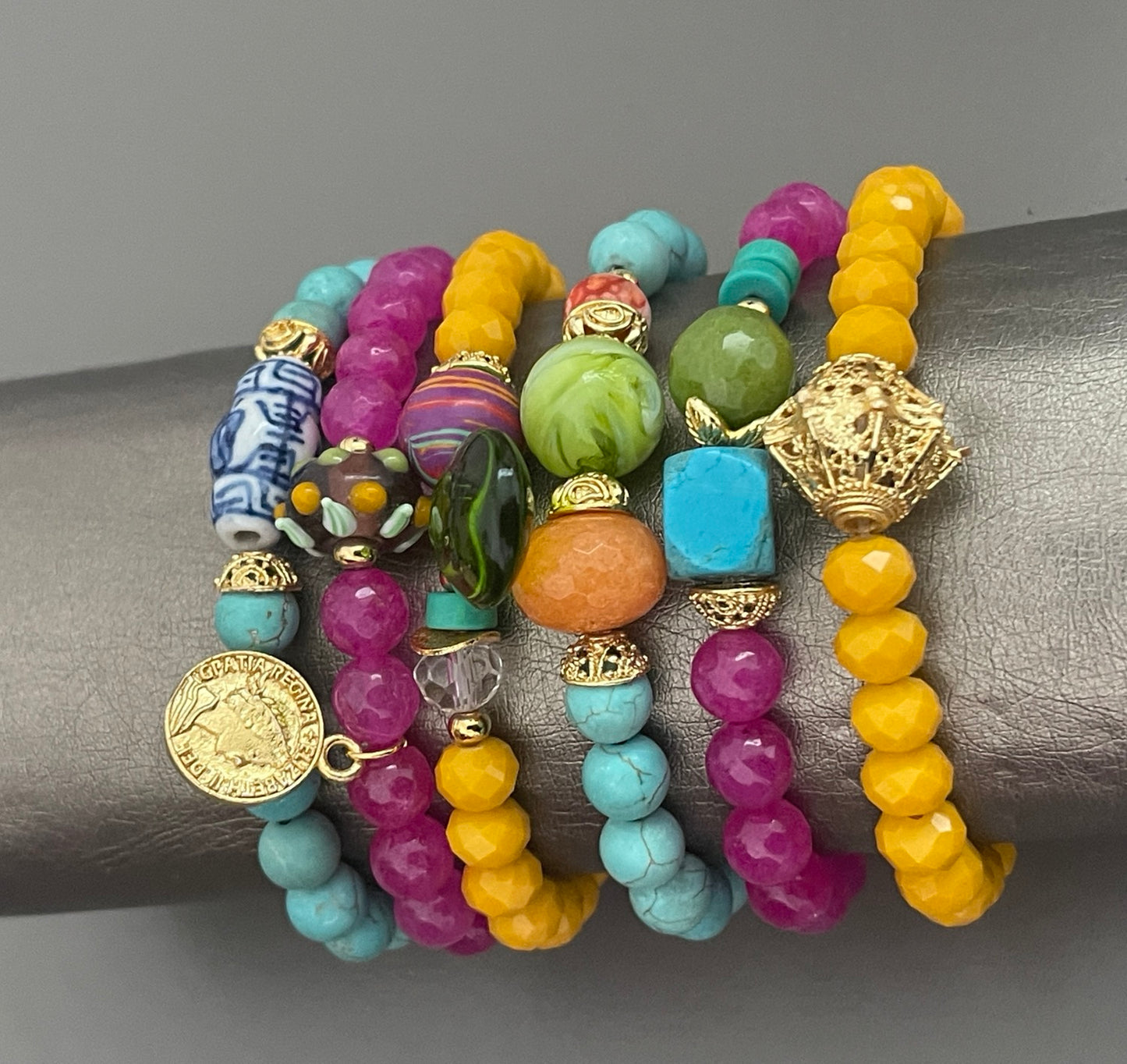 Kit Multicolor Gemstone & Cristals 6 Bracelets- 23384