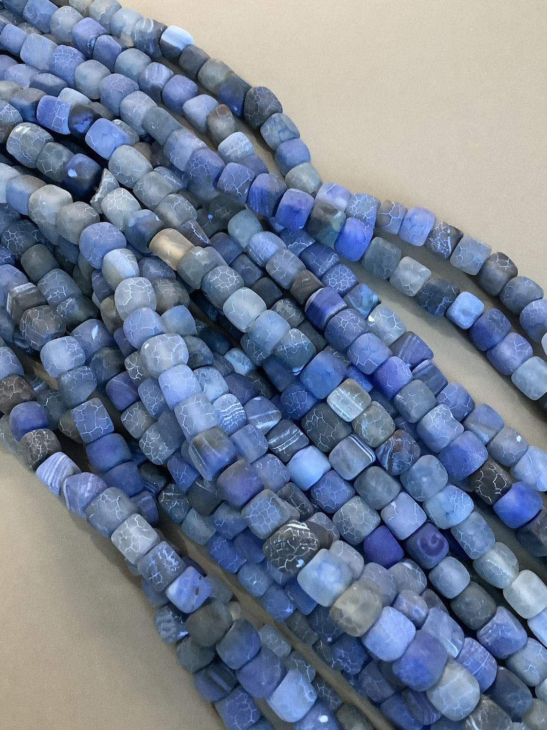 8mm Square Agate Matte Qty 50 beads per strand 21715